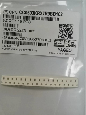 102K / 50V Çok Katmanlı Seramik Kondansatörler 0603 Kaplama SMD X7R
