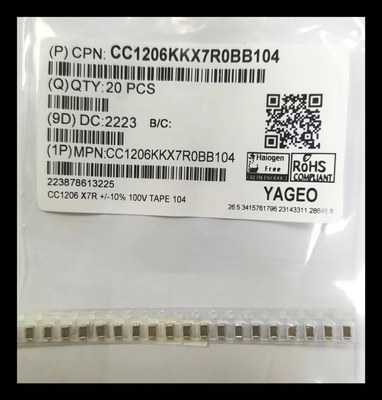 X7R 1206 Kaplama Çok Katmanlı Seramik Kondansatörler MLCC 104K / 100V